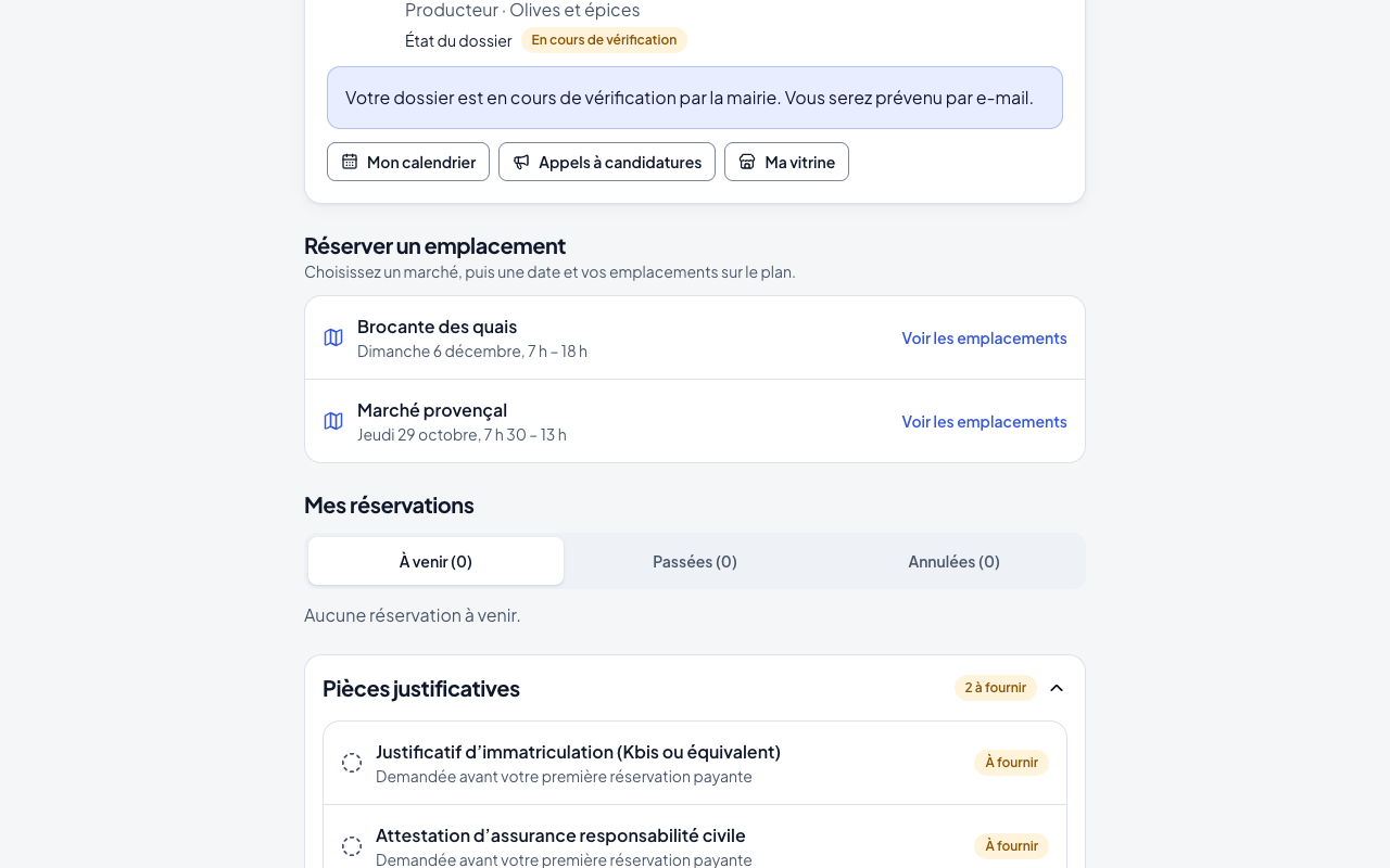 Espace commerçant, dossier en cours de vérification