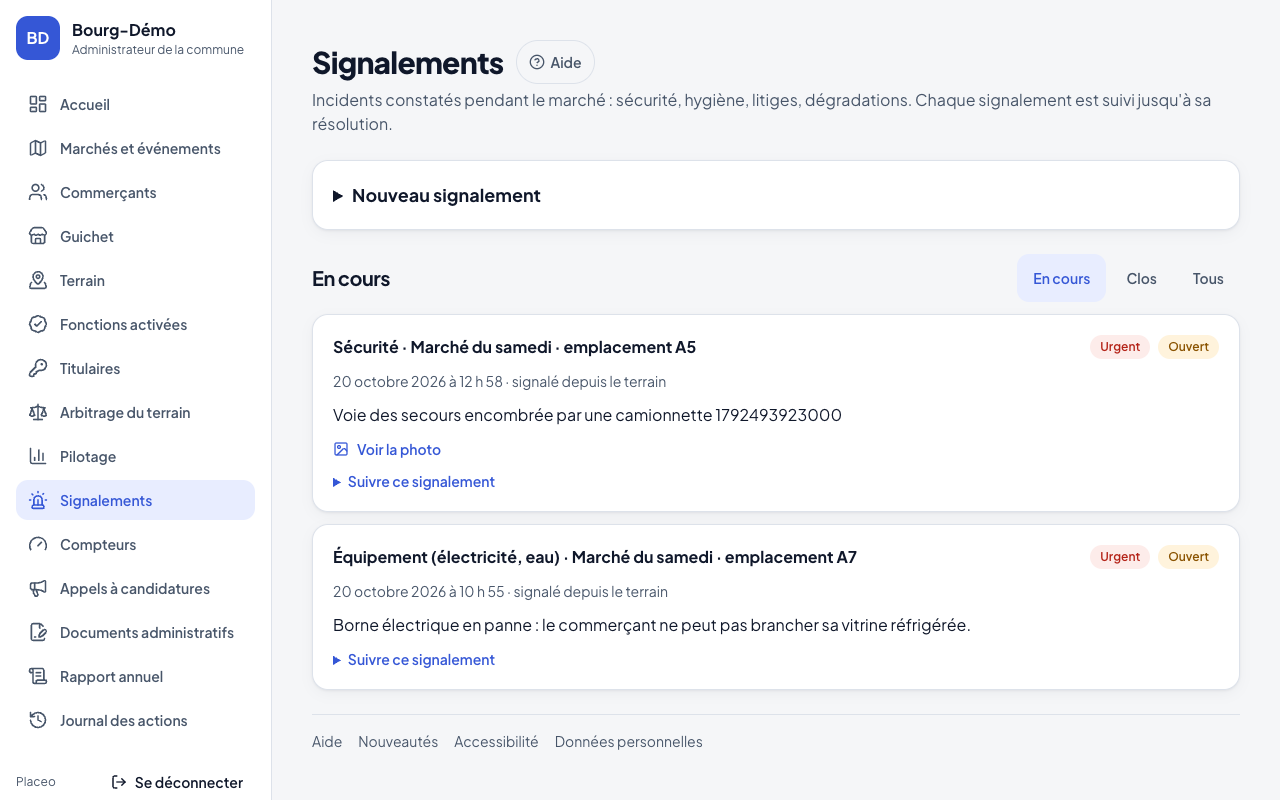 Liste des signalements
