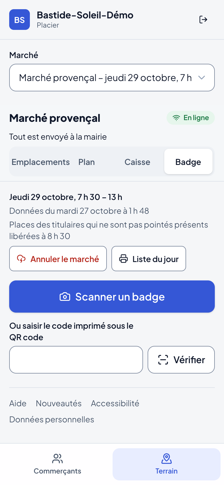 Lecture d’un badge